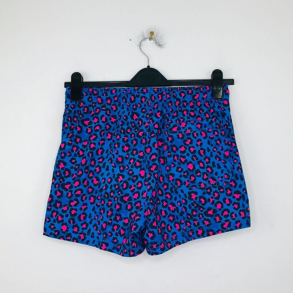 Speedo Men's Small Swim Shorts Blue Pink Leopard Print Mesh Lined